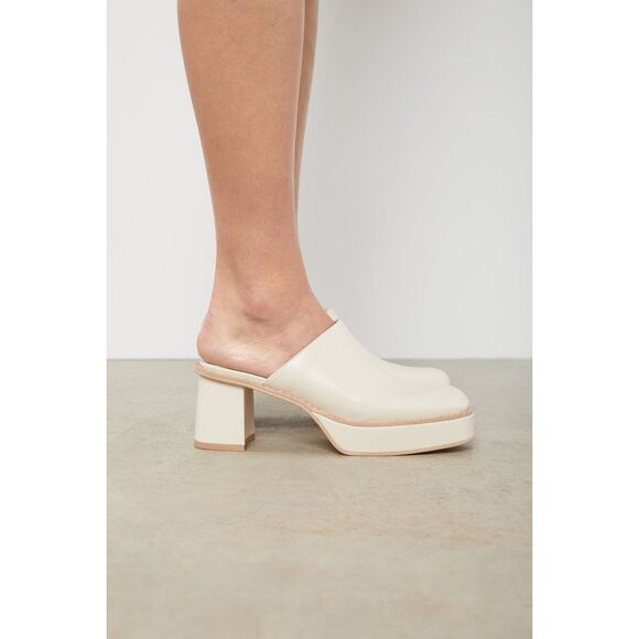 OAK + FORT PLATFORM CLOGS Mules size 6 Cream Block Heel Chunky - Picture 2 of 14